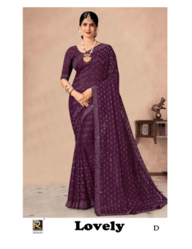 LOVELY BY RONISHA SAREE FANCY FABRICS SELF PETTERN WITH SIROSKI DIAMOND WORK SUPER HIT COLLECTION