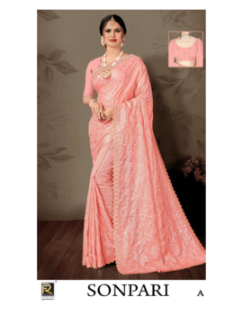 SONPARI BY RONISHA SAREE FANCY FABRICS EMBROIDERY SEQUENCE WORK AND SIROSKI DIAMOND WORK SUPER HIT COLLECTION