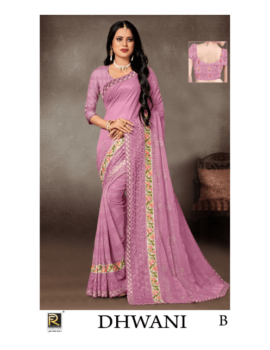 DHWANI BY RONISHA SAREE FANCY FABRICS EMBROIDERY WORK AND SIROSKI DIAMOND WORK SUPER HIT COLLECTION