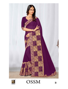 OSSM BY RONISHA SAREE FANCY FABRICS EMBROIDERY BORDER SIROSKI WORK SUPER HIT COLLECTION