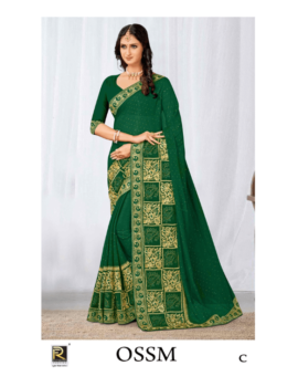 OSSM BY RONISHA SAREE FANCY FABRICS EMBROIDERY BORDER SIROSKI WORK SUPER HIT COLLECTION
