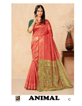 ANIMAL BY RONISHA SAREE BANARASI SILK PREMIUM FABRICS SUPER HIT COLLECTION SAREES