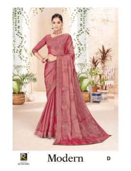 MODERN BY RONISHA SAREE FANCY FABRICS SIROSKI WORK FANCY EMBROIDERY BORDER SUPER HIT COLLECTION SAREES