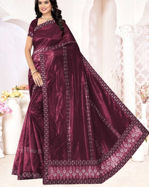 Ronisha fashion new launching product of Jenifer . 06 pcs Fabrics TWILLNET , EMBROIDERY WITH Siroski heavy saree collection Rate-435/-